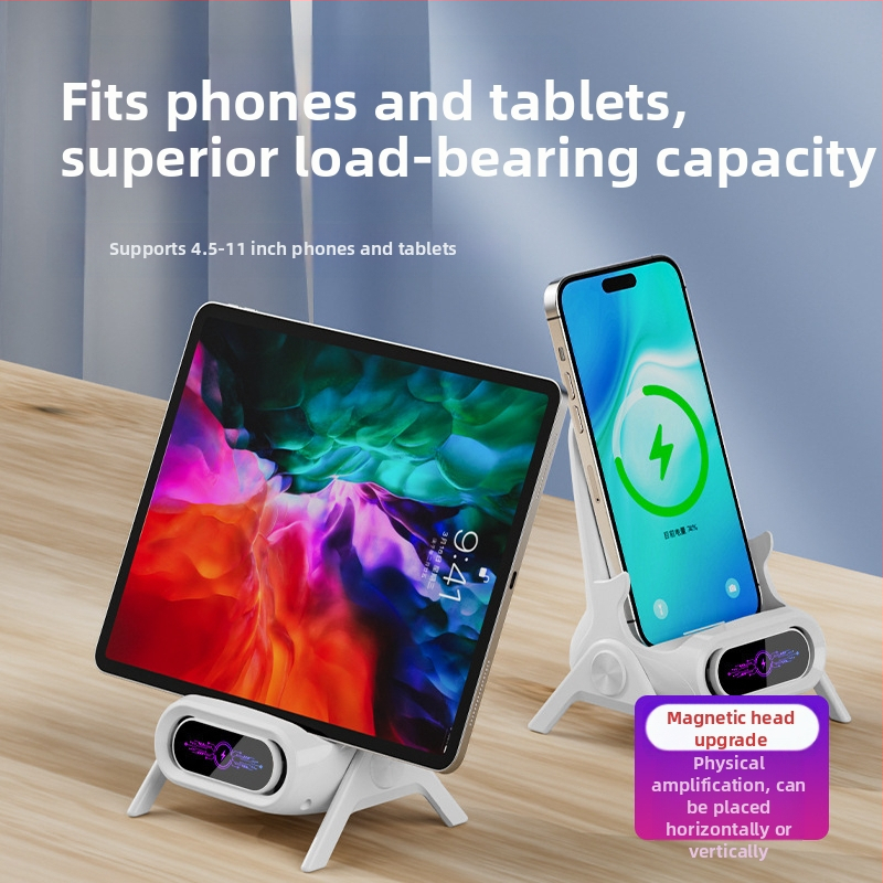 Безжично зарядно за мобилен телефон със стойка за настолен монтаж за хоризонтално или вертикално ползване, QC3.0, 2 A, 15 W, Бързо зареждане