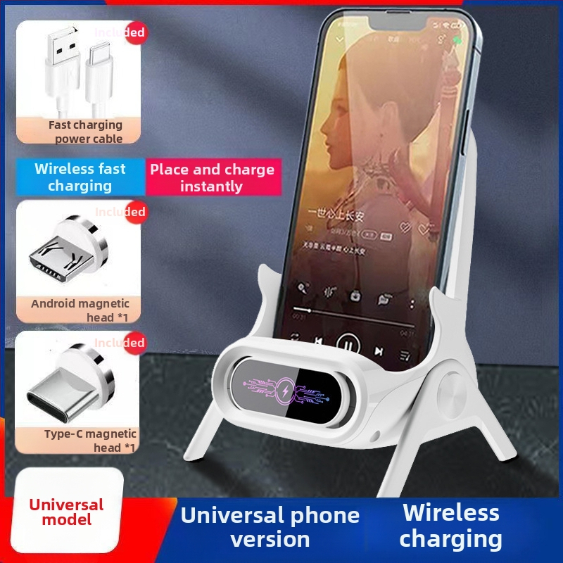Безжично зарядно за мобилен телефон със стойка за настолен монтаж за хоризонтално или вертикално ползване, QC3.0, 2 A, 15 W, Бързо зареждане