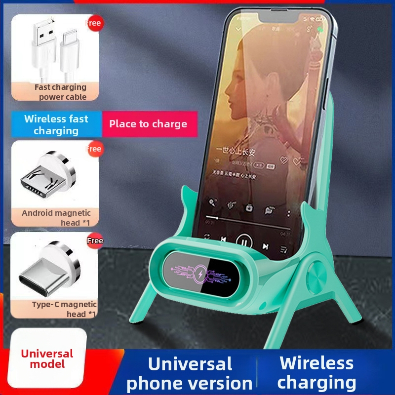 Безжично зарядно за мобилен телефон със стойка за настолен монтаж за хоризонтално или вертикално ползване, QC3.0, 2 A, 15 W, Бързо зареждане