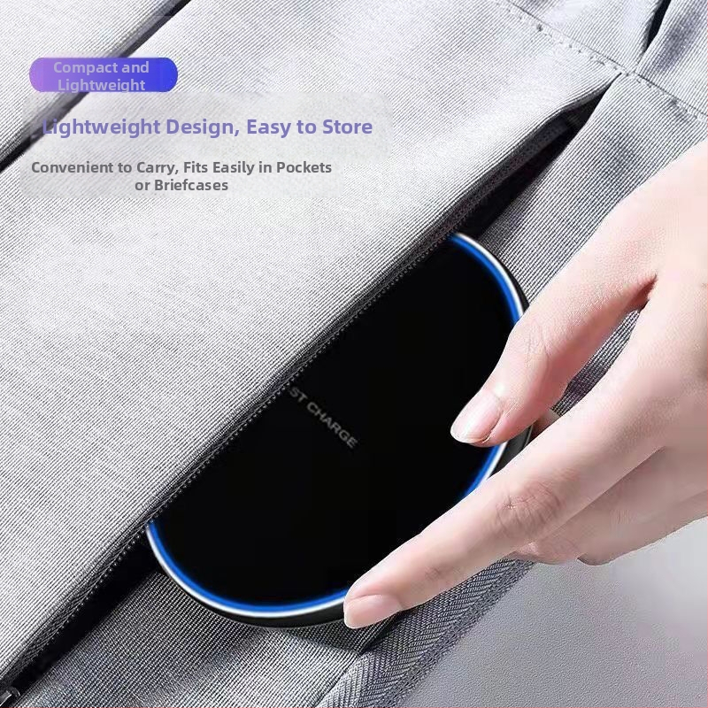 15W Qi bezdrôtová nabíjačka pre smartfóny, hliníková zliatina, ultra tenký kruhový dizajn, stolný bezdrôtový nabíjač