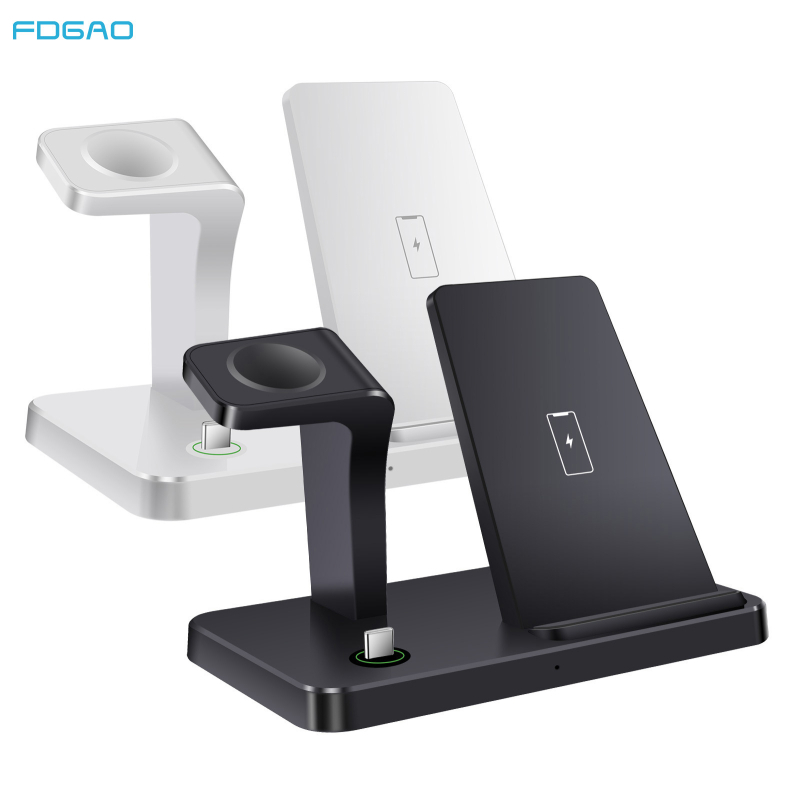 FDGAO 3-in-1 vezeték nélküli töltő iPhone, Apple Watch és AirPods számára, QC3.0, 15W max, 2A kimenet