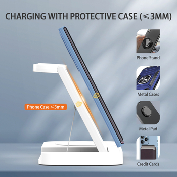 Αναδιπλούμενος φορτιστής χωρίς καλώδια 3-σε-1 για συσκευές Apple και Samsung – QC3.0 γρήγορη φόρτιση, έως 22W εξόδου, 3.1A