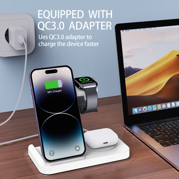 Αναδιπλούμενος φορτιστής χωρίς καλώδια 3-σε-1 για συσκευές Apple και Samsung – QC3.0 γρήγορη φόρτιση, έως 22W εξόδου, 3.1A
