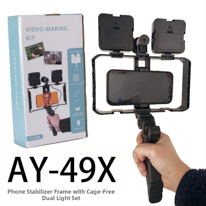 AY-49X Μίνι Φωτιστικό Διευκόλυνσης για Χειροκίνητη Χρήση με Επιτραπέζιο Στήριγμα, Ιδανικό για Ζωντανή Μετάδοση και Βιντεοσκόπηση, 5V, κάτω από 10W, Υποστηρίζει πολυάριθμες Κάμερες