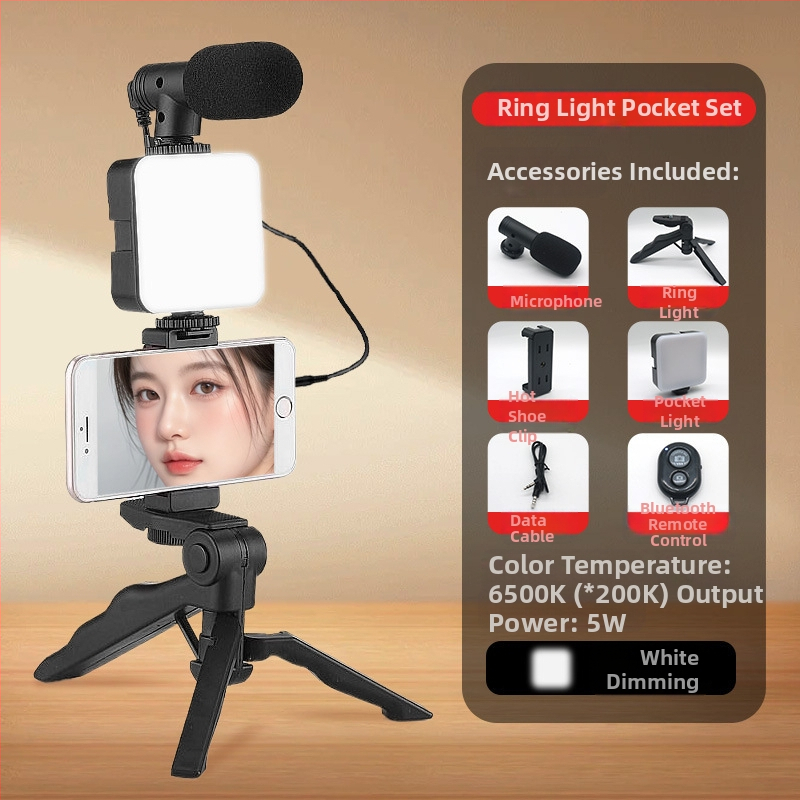 AY-49X Μίνι Φωτιστικό Διευκόλυνσης για Χειροκίνητη Χρήση με Επιτραπέζιο Στήριγμα, Ιδανικό για Ζωντανή Μετάδοση και Βιντεοσκόπηση, 5V, κάτω από 10W, Υποστηρίζει πολυάριθμες Κάμερες