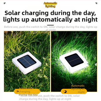 Ηλιακή υπόγεια λάμπα κήπου LED, 5W, 6–12 ώρες φωτισμού, εξωτερική αδιάβροχη, μοντέλο: Μεγάλο τετράγωνο ματ φανάρι