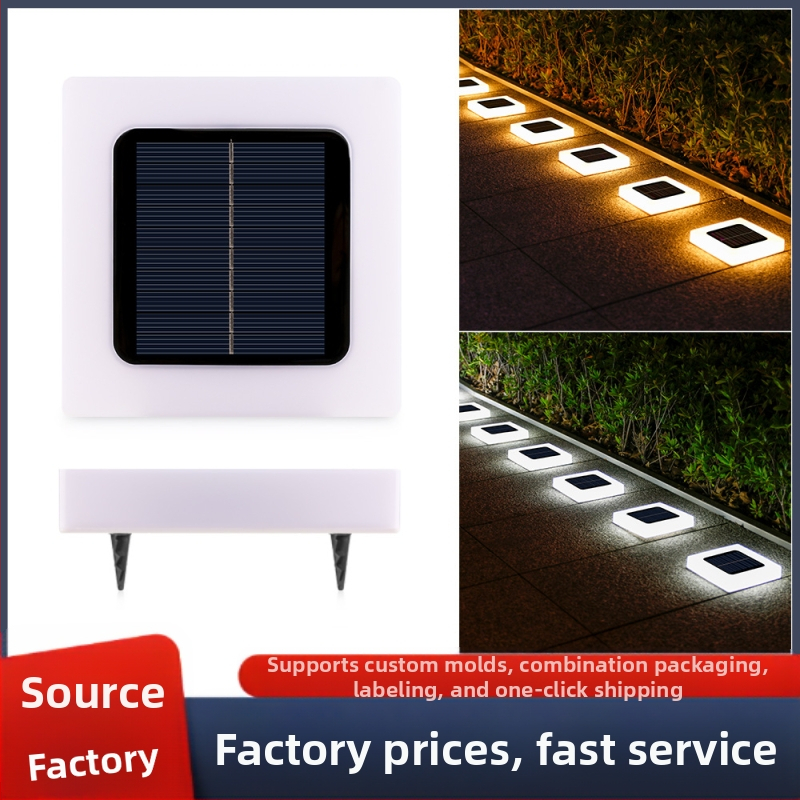 Solárna podzemná LED lampa na záhradu, 5W, 6–12 h svietivosti, vonkajšia odolnosť voči dažďu, model: Veľká štvorcová matná lampa