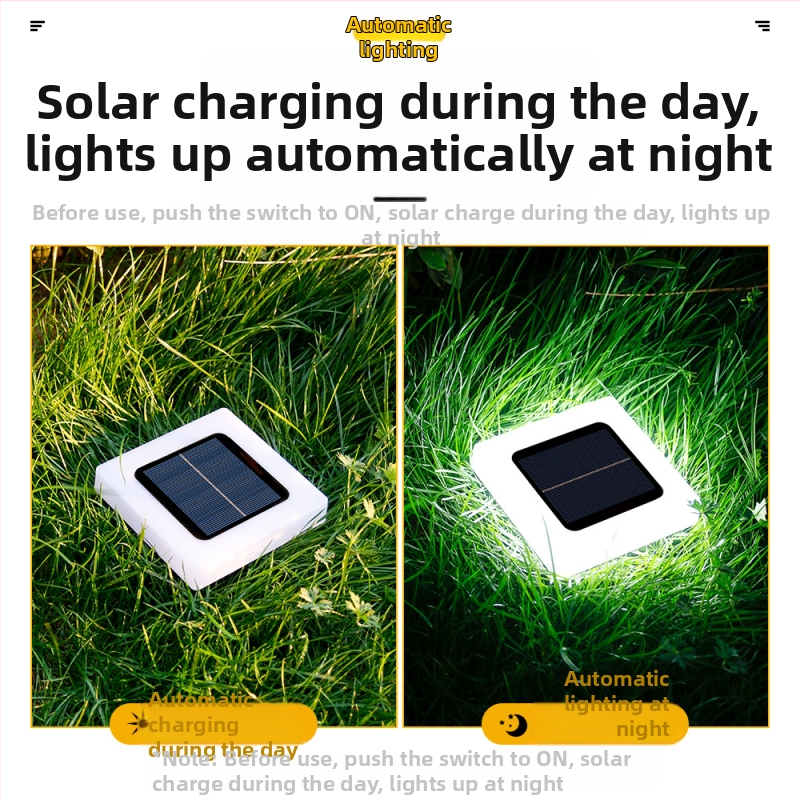 Solárna podzemná LED lampa na záhradu, 5W, 6–12 h svietivosti, vonkajšia odolnosť voči dažďu, model: Veľká štvorcová matná lampa