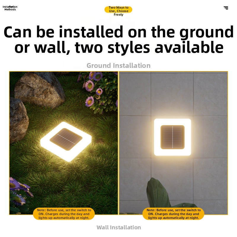 Solárna podzemná LED lampa na záhradu, 5W, 6–12 h svietivosti, vonkajšia odolnosť voči dažďu, model: Veľká štvorcová matná lampa