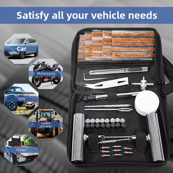 Σετ εργαλείων επισκευής ελαστικών αυτοκινήτου, μεταλλική κατασκευή, BS-5565, συσκευασία σε υφασμάτινη τσάντα, σετ 24/46/62 τεμαχίων, για αυτοκίνητα, μοτοσικλέτες και ηλεκτρικά οχήματα