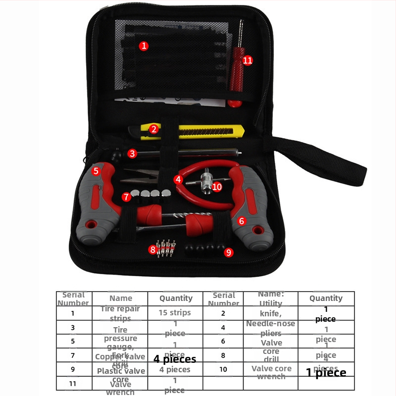 Σετ εργαλείων επισκευής ελαστικών αυτοκινήτου, μεταλλική κατασκευή, BS-5565, συσκευασία σε υφασμάτινη τσάντα, σετ 24/46/62 τεμαχίων, για αυτοκίνητα, μοτοσικλέτες και ηλεκτρικά οχήματα