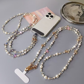 Телефонна висулка - ръчно изработена дамска украса; Материал: изкуствен кристал + акрил; Стил: женски; Функция: декоративна