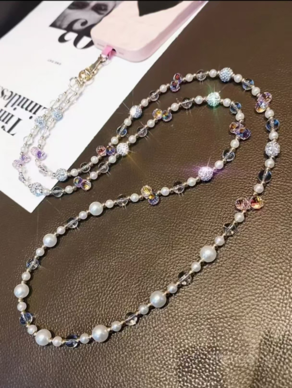 Privešak za telefon - ručno izrađeni ženski modni dodatak; Materijal: umjetni kristal + akril; Stil: ženski; Funkcija: dekoracija