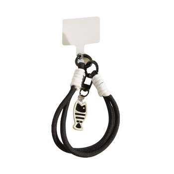 Ланярд за мобилен телефон с найлоново въже и пластмасова катарама – унисекс, персонализируема висулка с дизайн котка и риба