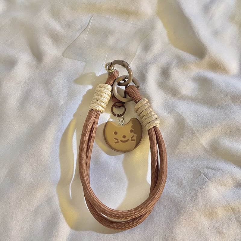 Lančić za mobitel s najlonskim užetom i plastičnom kopčom – unisex, prilagodljiv privjesak s dizajnom mačka i riba