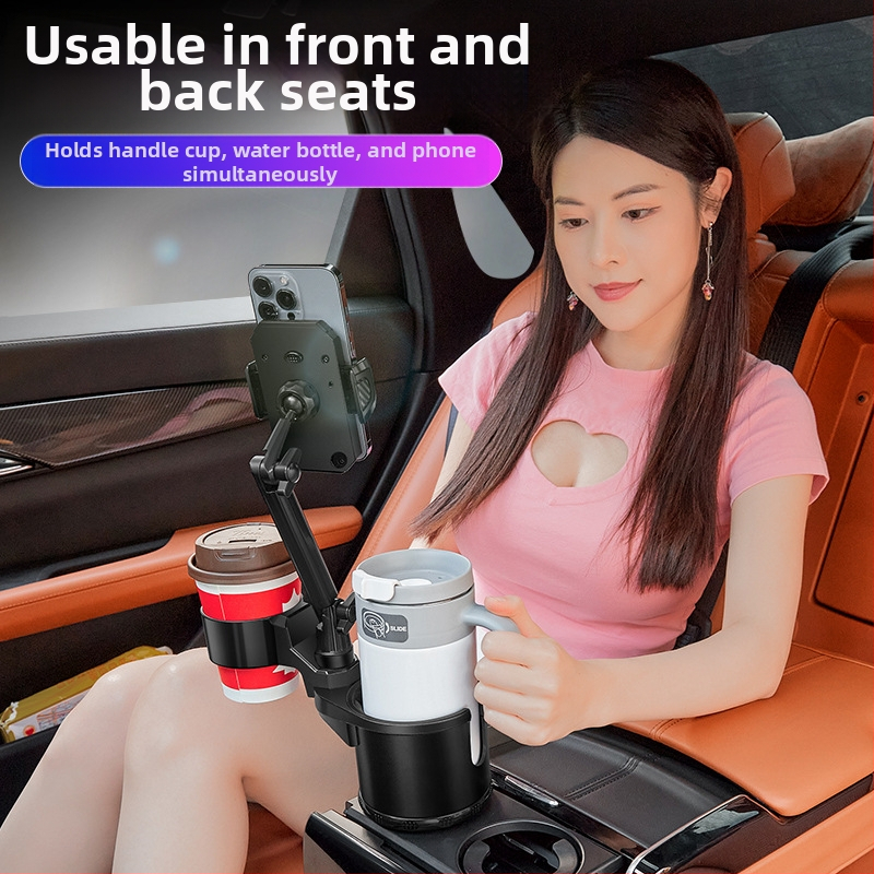 Suport auto pentru pahare cu suport pentru telefon; Universal; ABS; Model 3066-C; Compatibil cu panoul de bord