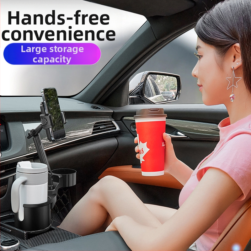 Автомобилен държач за чаша на централната конзола с държач за телефон — Universal; ABS; Модел 3066-C; Подходящ за инструментален панел