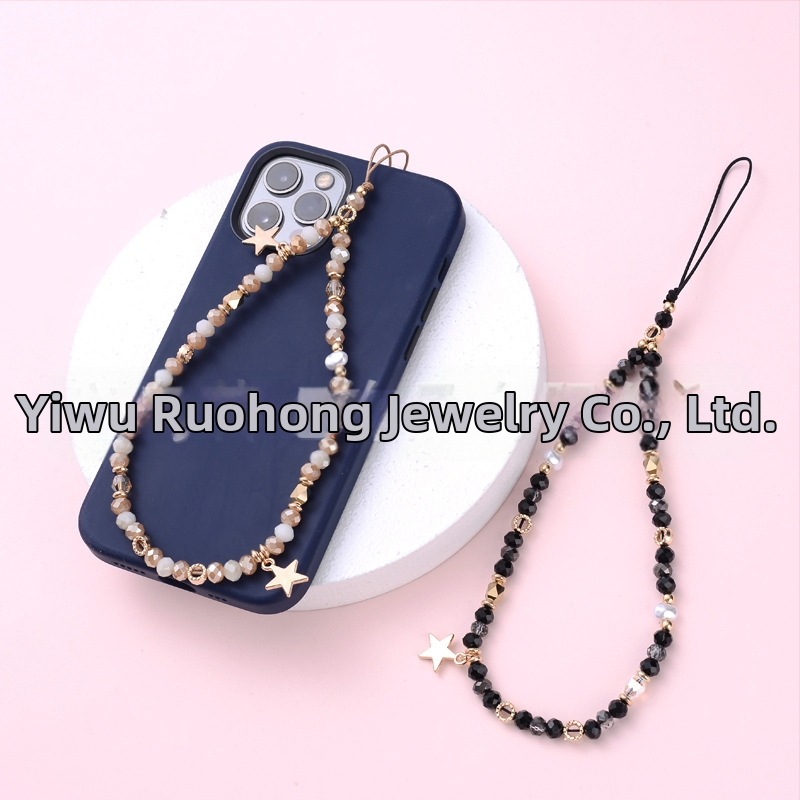 Prívesok na telefónny reťaz s kryštálom, zliatinou a CCB; polomanuálna úprava; prirodzený štýl; zimná kolekcia 2022