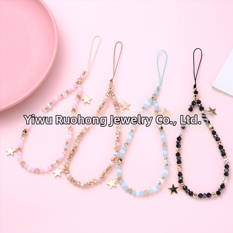 Prívesok na telefónny reťaz s kryštálom, zliatinou a CCB; polomanuálna úprava; prirodzený štýl; zimná kolekcia 2022