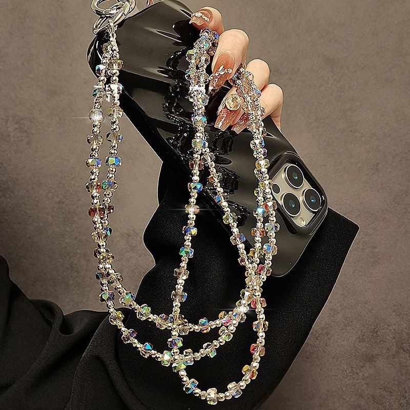 Dugački kaiš za telefon s kristalnim perlama Ny236, ručna izrada, najlonska užad, metalna kopča