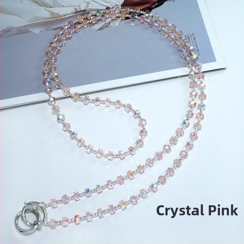 Dugački kaiš za telefon s kristalnim perlama Ny236, ručna izrada, najlonska užad, metalna kopča