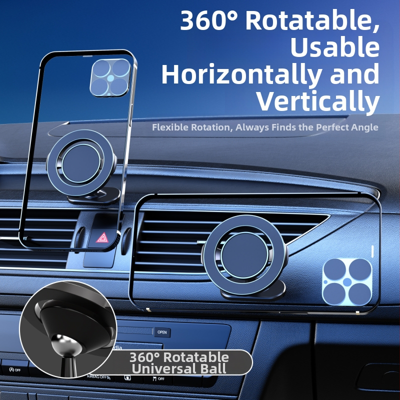 360° otáčajúci držiak na telefón do palubnej dosky auta, lepiaci, skladací a magnetický, prispôsobiteľný