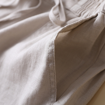 Ženske široke hlače od lana sa srednjim strukom, književno-umjetnički retro stil, ljeto