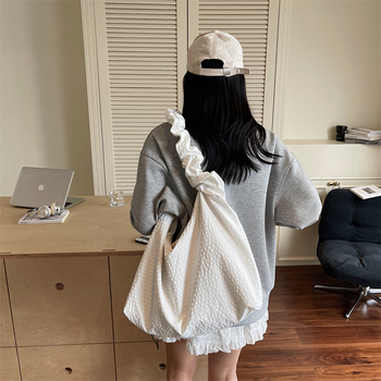 Torba za rame s velikim kapacitetom, gradski minimalistički stil, platno, poliester podstava, zatvarač na zip