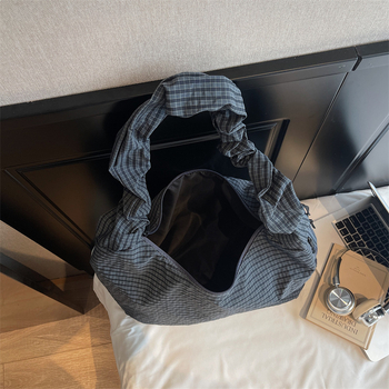 Torba za rame s velikim kapacitetom, gradski minimalistički stil, platno, poliester podstava, zatvarač na zip