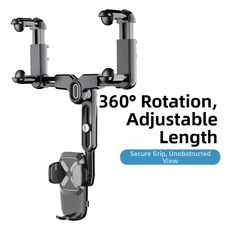 Držiak do auta na spätné zrkadlo s vysúvacím držiakom na telefón, ABS, model R004, kompatibilný s Apple, Huawei a Xiaomi