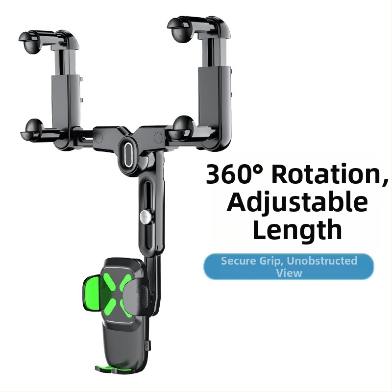 Držiak do auta na spätné zrkadlo s vysúvacím držiakom na telefón, ABS, model R004, kompatibilný s Apple, Huawei a Xiaomi