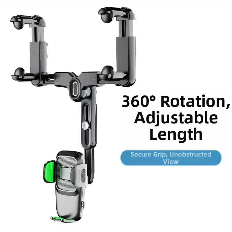 Držiak do auta na spätné zrkadlo s vysúvacím držiakom na telefón, ABS, model R004, kompatibilný s Apple, Huawei a Xiaomi