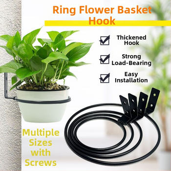 Sieninis apskrito geležies gėlių vazonų laikiklis lauko naudojimui