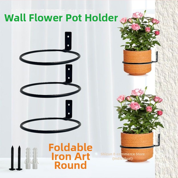 Sieninis apskrito geležies gėlių vazonų laikiklis lauko naudojimui