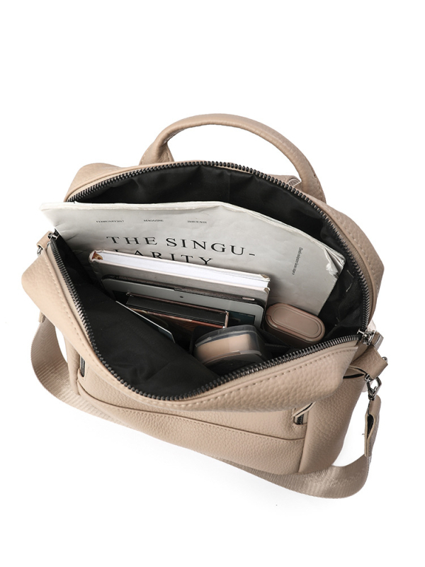 Ženski ruksak od PU kože - urban stil jednostavnosti, zatvaranje na zip, podstava od poliestera, unutarnji džep sa zatvaračem i džep za mobitel