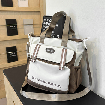 Ženska platnena tote bucket torba, horizontalni kvadratni oblik, zatvarač, podstava od poliestera, vanjski trodimenzionalni dizajn