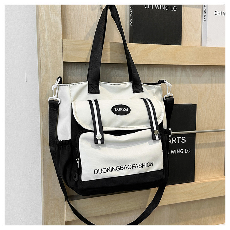 Ženska platnena tote bucket torba, horizontalni kvadratni oblik, zatvarač, podstava od poliestera, vanjski trodimenzionalni dizajn