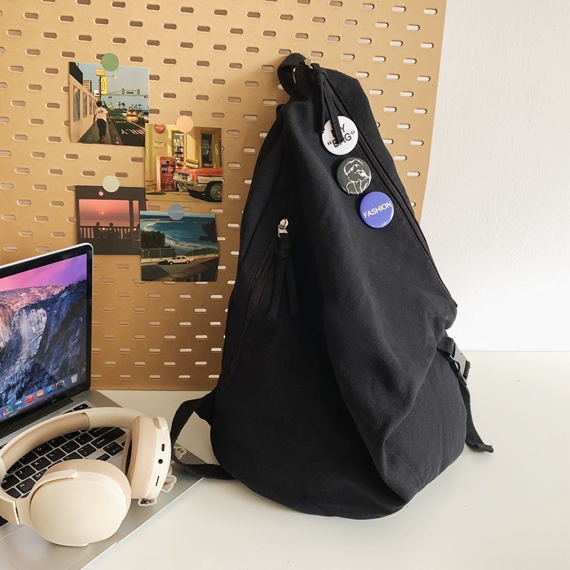 Unisex platneni ruksak za školu, gradski minimalistički stil, kapacitet 20–35 L, kompatibilan s 15-inčnim prijenosnikom, naramenice s zračnim jastučićima