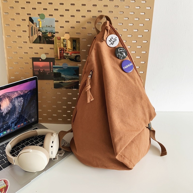 Unisex platneni ruksak za školu, gradski minimalistički stil, kapacitet 20–35 L, kompatibilan s 15-inčnim prijenosnikom, naramenice s zračnim jastučićima