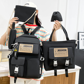 Unisex nylonový batoh s dizajnom v študentskom štýle, veľká kapacita, nepremokavý, zakrivený ramenný popruh, polyesterová podšívka, vzor s písmenami, mestský štýl