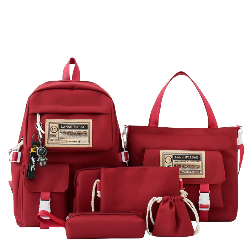 Unisex nylonový batoh s dizajnom v študentskom štýle, veľká kapacita, nepremokavý, zakrivený ramenný popruh, polyesterová podšívka, vzor s písmenami, mestský štýl