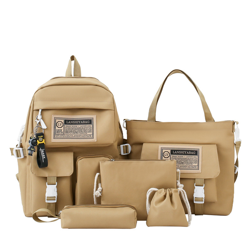 Unisex nylonový batoh s dizajnom v študentskom štýle, veľká kapacita, nepremokavý, zakrivený ramenný popruh, polyesterová podšívka, vzor s písmenami, mestský štýl