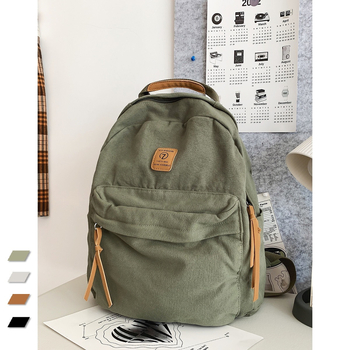 Vászon hátizsák, városi egyszerű stílus, cipzáras zárás, poliészter bélés, mindennapi használatra