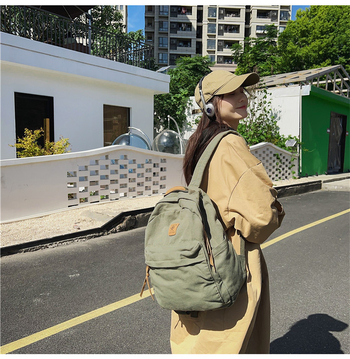 Vászon hátizsák, városi egyszerű stílus, cipzáras zárás, poliészter bélés, mindennapi használatra