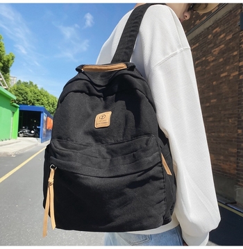 Vászon hátizsák, városi egyszerű stílus, cipzáras zárás, poliészter bélés, mindennapi használatra