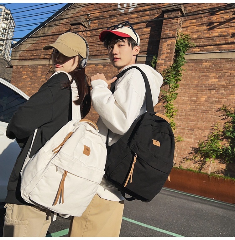 Vászon hátizsák, városi egyszerű stílus, cipzáras zárás, poliészter bélés, mindennapi használatra