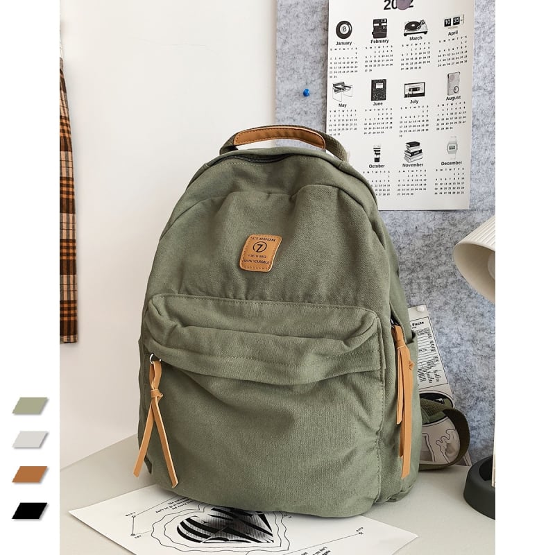 Vászon hátizsák, városi egyszerű stílus, cipzáras zárás, poliészter bélés, mindennapi használatra
