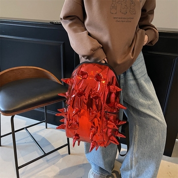 Unisex PU σακίδιο δρόμου, μόδα δρόμου, 20-35L, αδιάβροχο, θήκη για φορητό υπολογιστή 8 ιντσών, ιμάντες με αερόμαξιλάρι