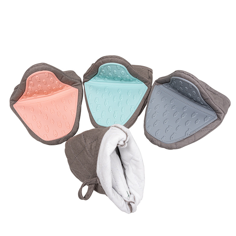 Γάντια από σιλικόνη-ύφασμα σε σχήμα ψαριού, διπλής στρώσης μόνωση για χρήση σε φούρνο και μικροκύματα