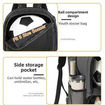 Σακίδιο πλάτης για προπονήσεις ποδοσφαίρου με μεγάλο χώρο, αδιάβροχο, ξεχωριστό θύλακα για παπούτσια, διαπνοή, καμπύλοι ιμάντες ώμου, ύφασμα Oxford